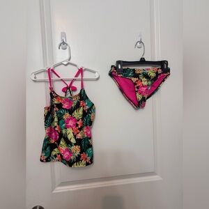 Wonder Nation Girls 2- piece Floral bathing suit